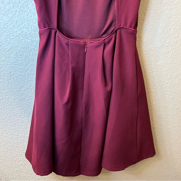 Lulu’s Party Hop Burgundy Backless Skater Dress - Picture 8 of 9